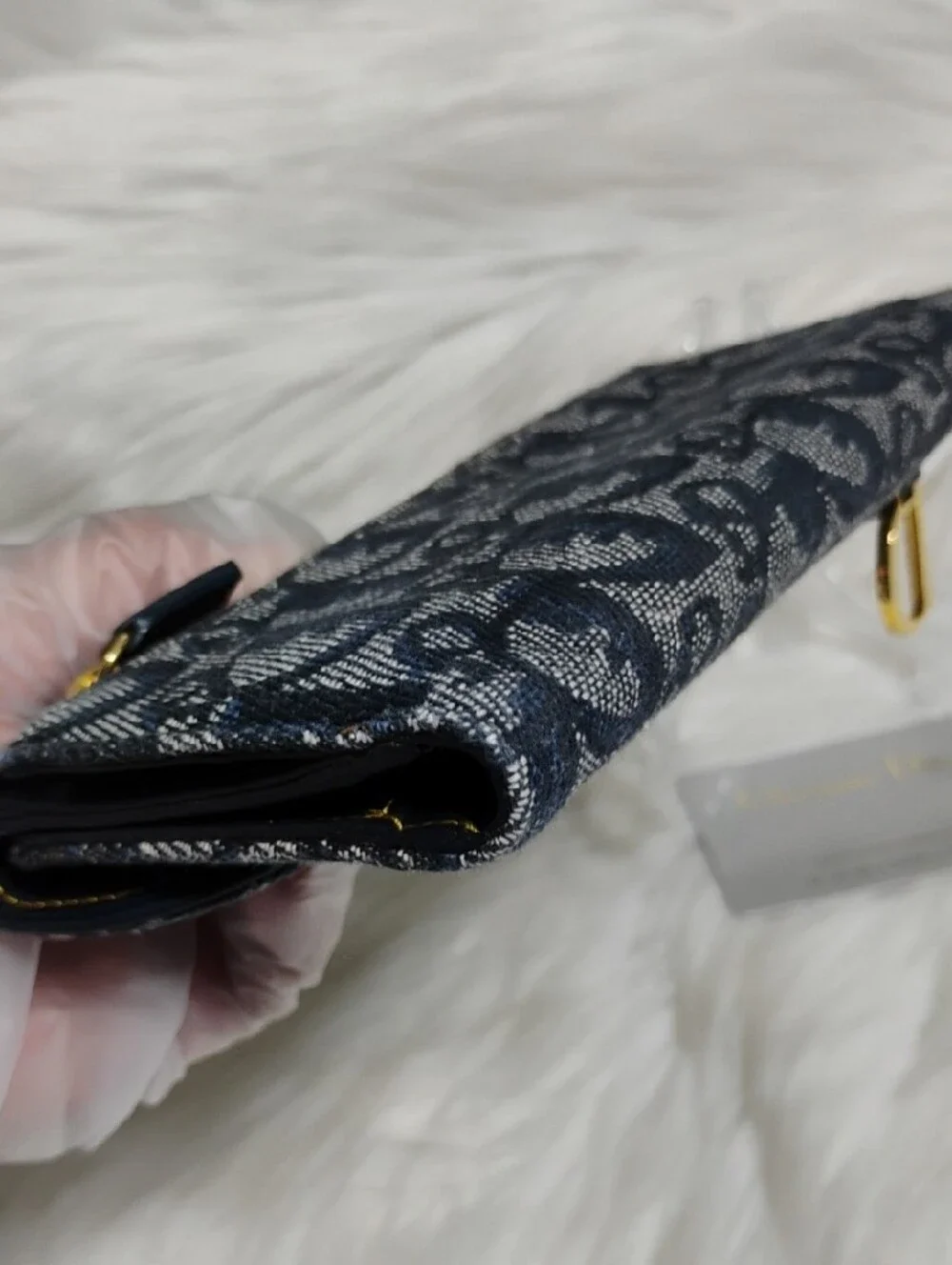 SALE! Christian Dior Navy Monogram Canvas Saddle Wallet W/Card